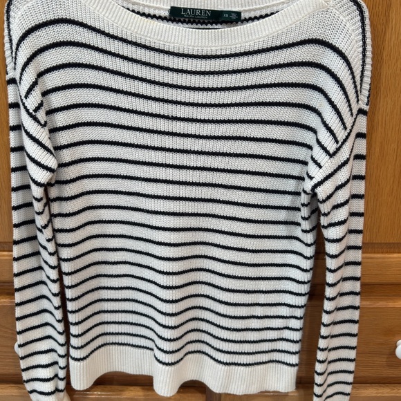 Lauren Ralph Lauren Black and White Striped Crew Neck Sweater - Picture 4 of 10